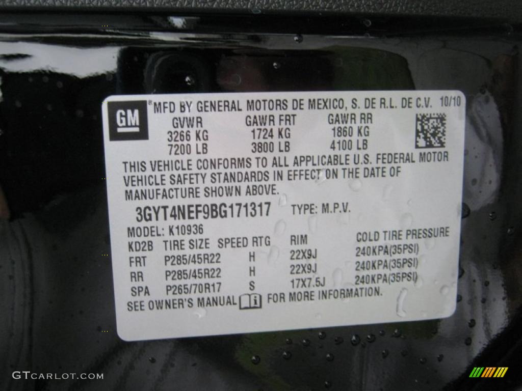 2011 Cadillac Escalade EXT Premium AWD Info Tag Photos