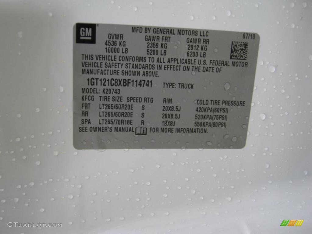 2011 GMC Sierra 2500HD SLT Crew Cab 4x4 Info Tag Photo #39204972