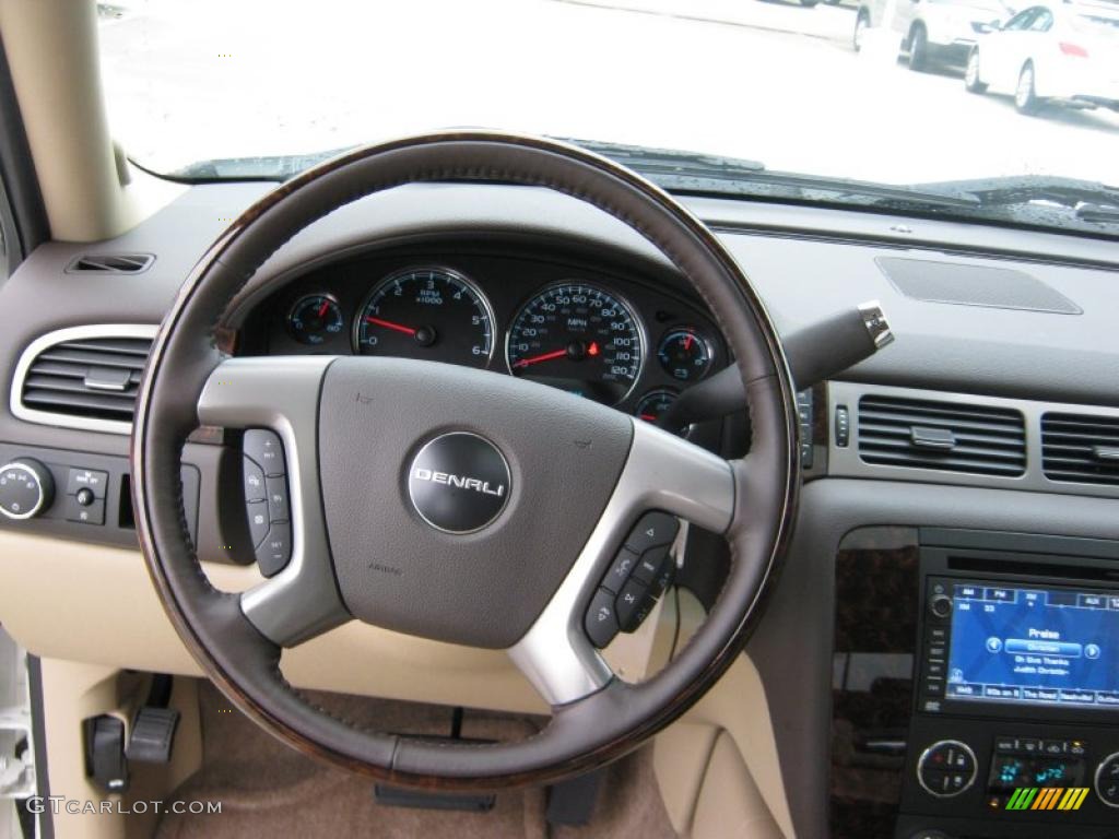 2011 GMC Sierra 1500 Denali Crew Cab 4x4 Cocoa/Light Cashmere Steering Wheel Photo #39205141