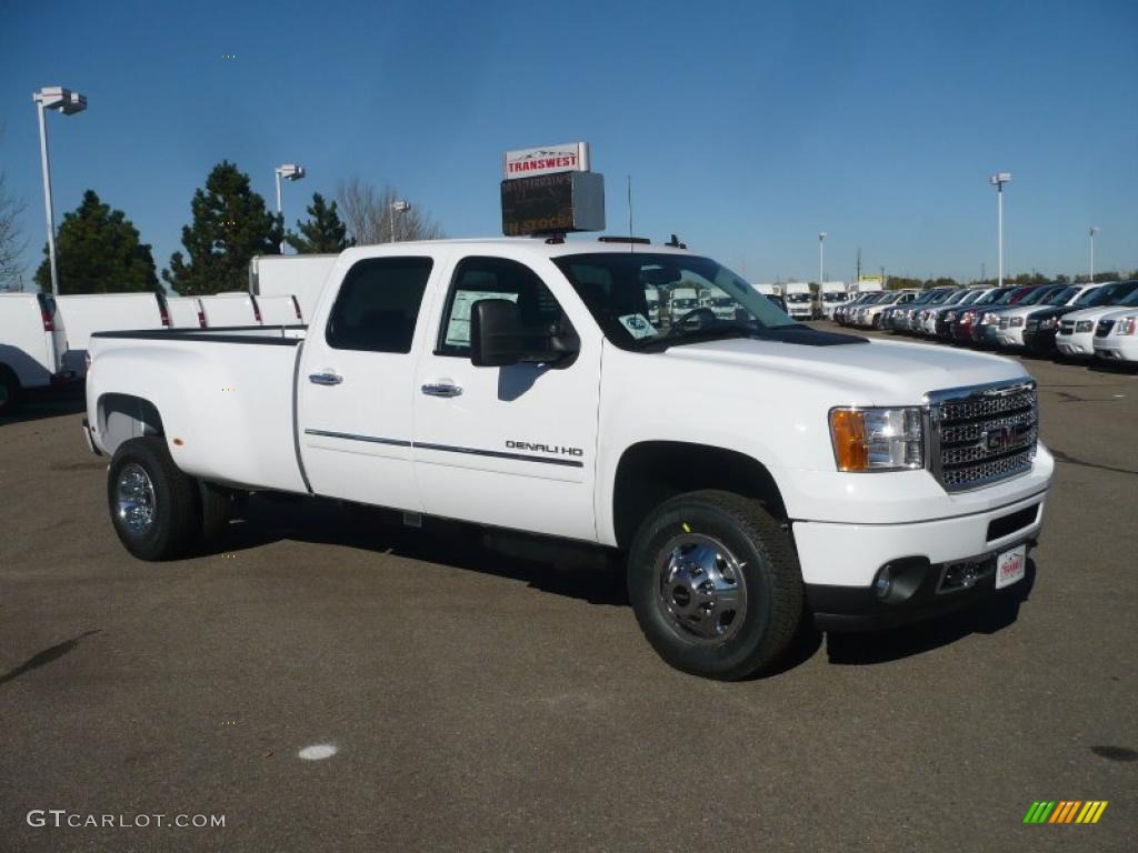 Summit White 2011 GMC Sierra 3500HD Denali Crew Cab 4x4 Dually Exterior Photo #39205708