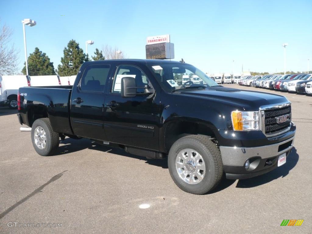 Onyx Black 2011 GMC Sierra 2500HD SLT Crew Cab 4x4 Exterior Photo #39205866