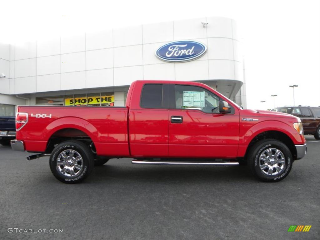 2010 F150 XLT SuperCab 4x4 - Vermillion Red / Medium Stone photo #2