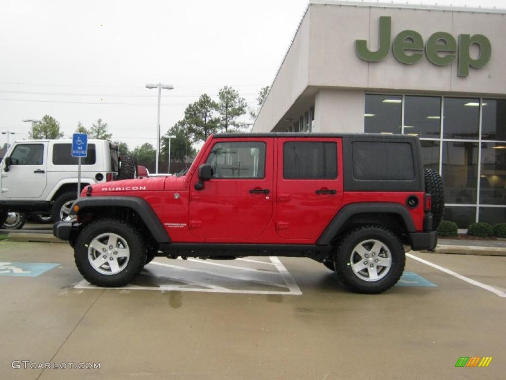 2011 Wrangler Unlimited Rubicon 4x4 - Flame Red / Black photo #2