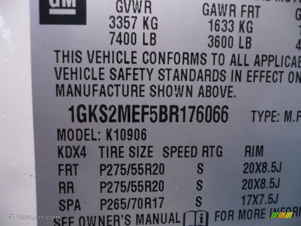 2011 GMC Yukon XL Denali AWD Info Tag Photo #39207902