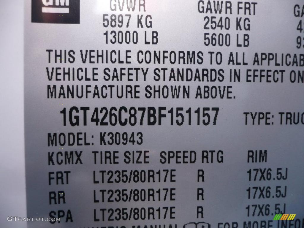 2011 GMC Sierra 3500HD Denali Crew Cab 4x4 Dually Info Tag Photo #39208538
