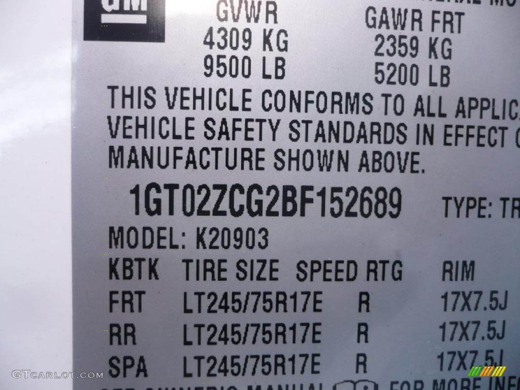 2011 GMC Sierra 2500HD Work Truck Regular Cab 4x4 Info Tag Photos