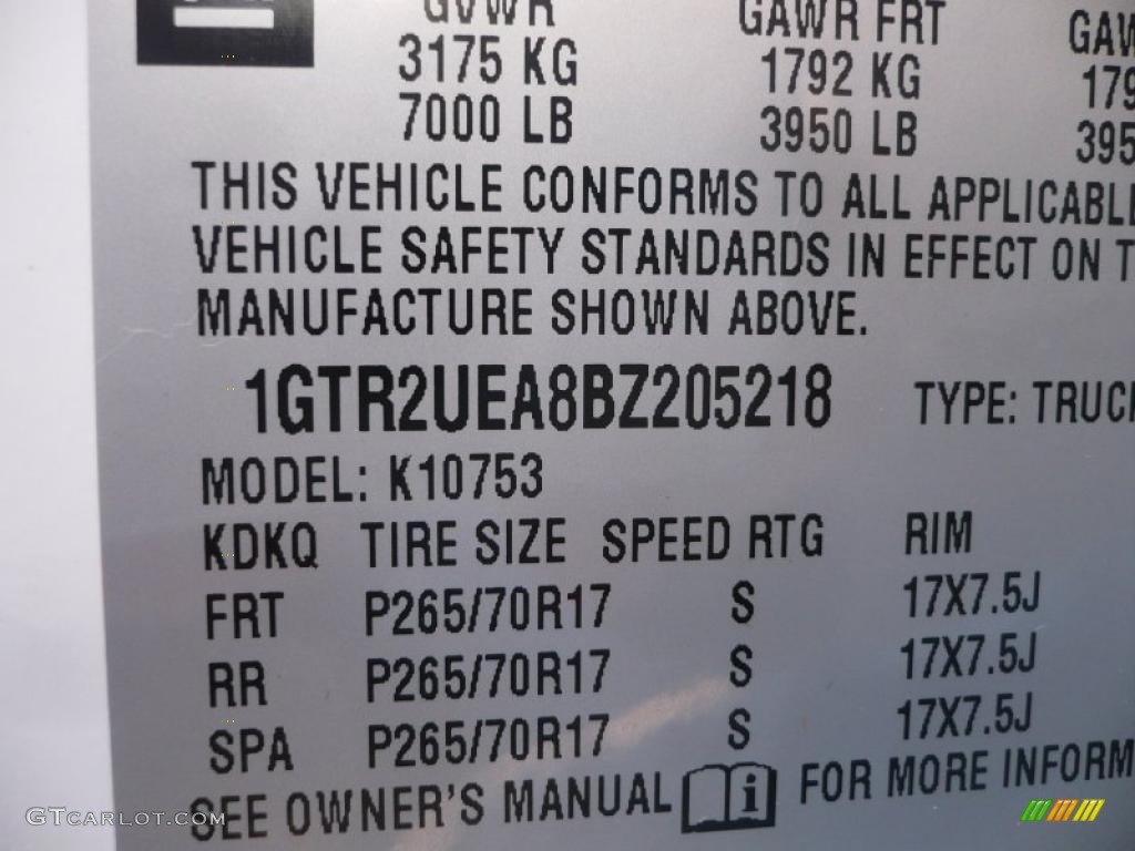 2011 GMC Sierra 1500 SL Extended Cab 4x4 Info Tag Photos
