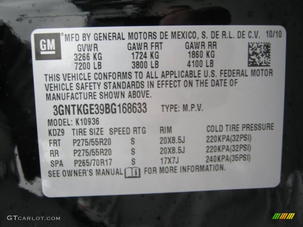 2011 Chevrolet Avalanche LTZ 4x4 Info Tag Photos