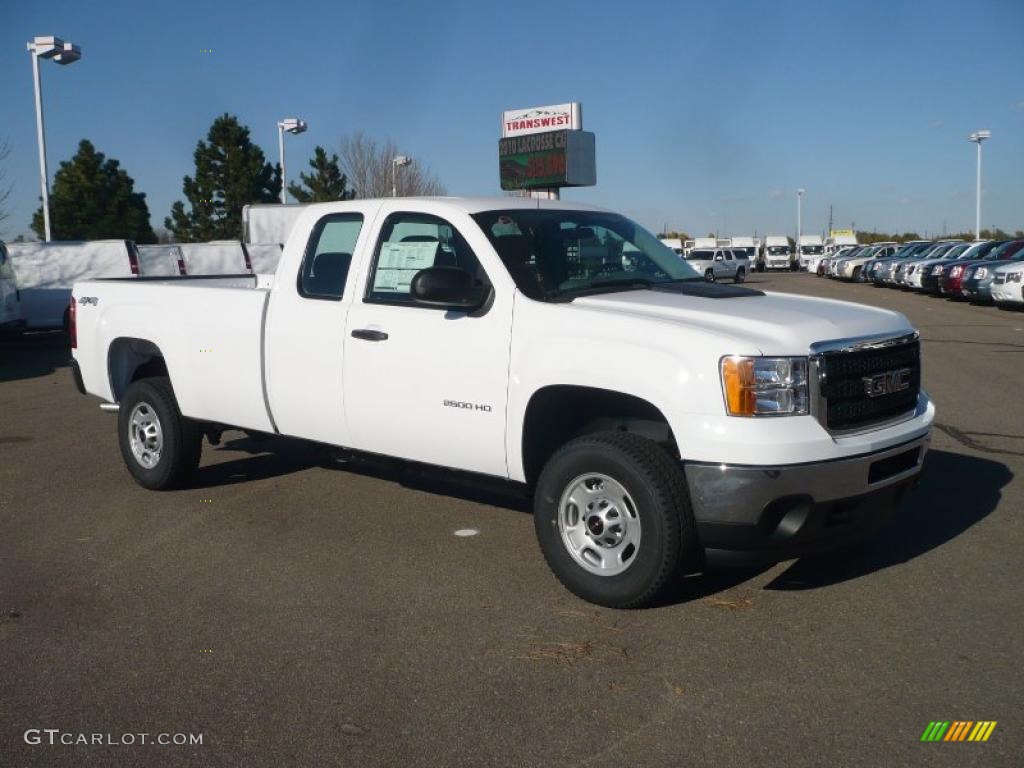 Summit White 2011 GMC Sierra 2500HD Work Truck Extended Cab 4x4 Exterior Photo #39210802