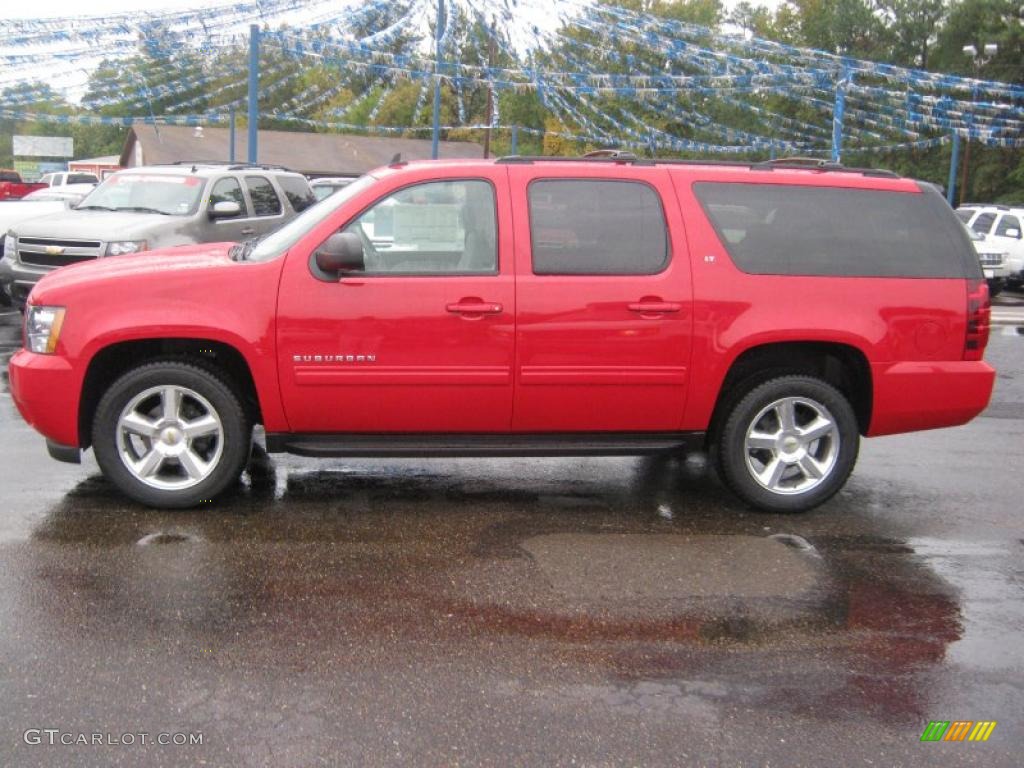 2011 Suburban LT - Victory Red / Light Titanium/Dark Titanium photo #2