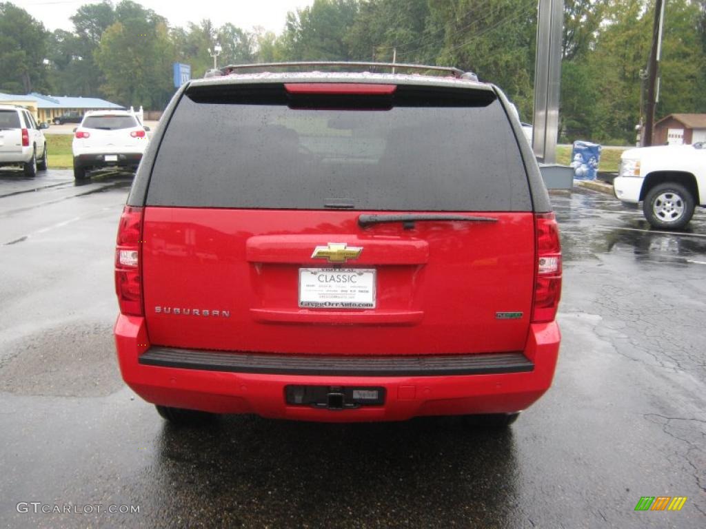 2011 Suburban LT - Victory Red / Light Titanium/Dark Titanium photo #4