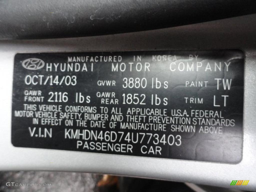 2004 Elantra GLS Sedan - Sterling Silver / Gray photo #12