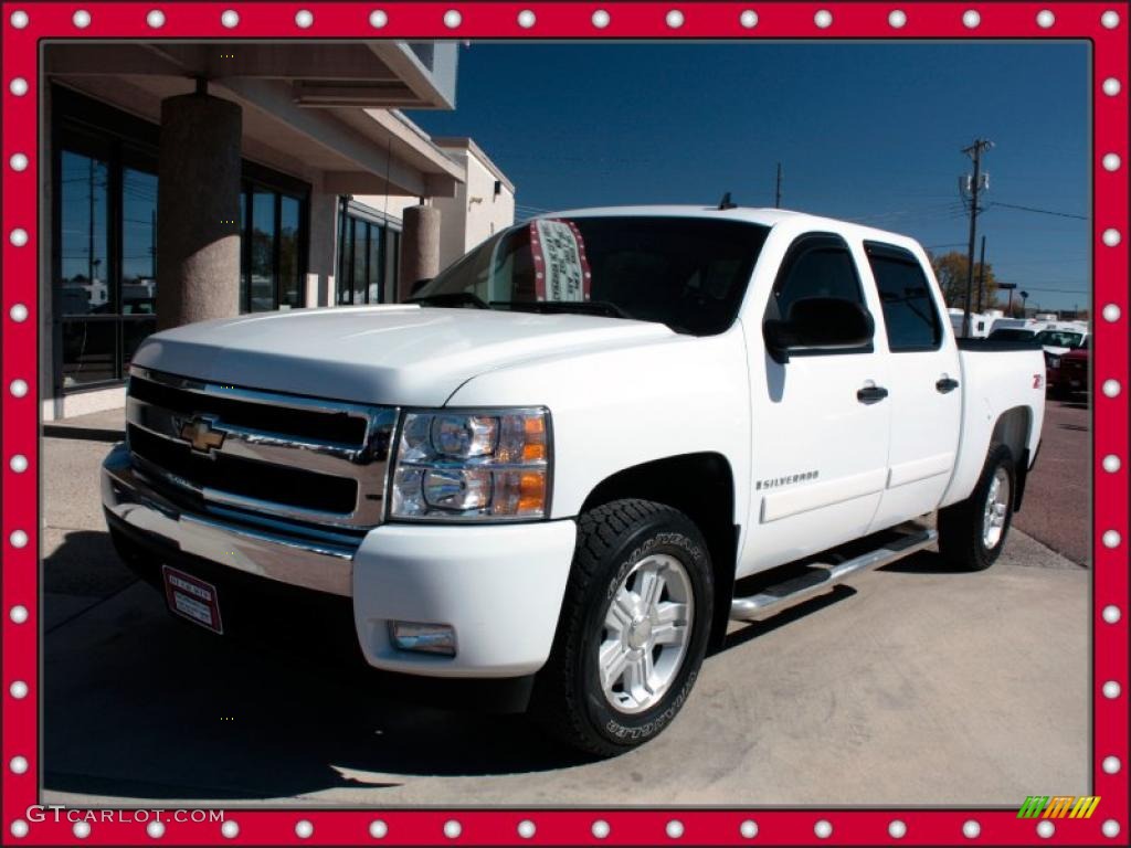 2007 Silverado 1500 LT Z71 Crew Cab 4x4 - Summit White / Light Titanium/Ebony Black photo #1