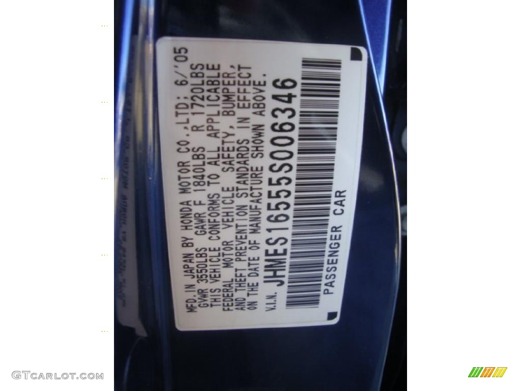 2005 Honda Civic LX Sedan Info Tag Photo #39223764