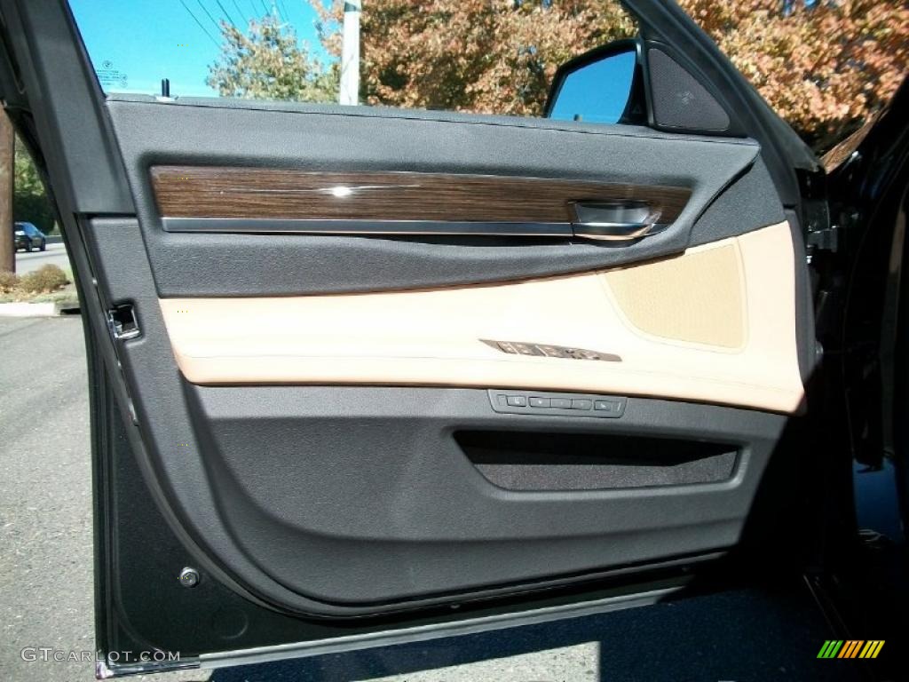 2011 BMW 7 Series 750Li Sedan Saddle/Black Nappa Leather Door Panel Photo #39232583