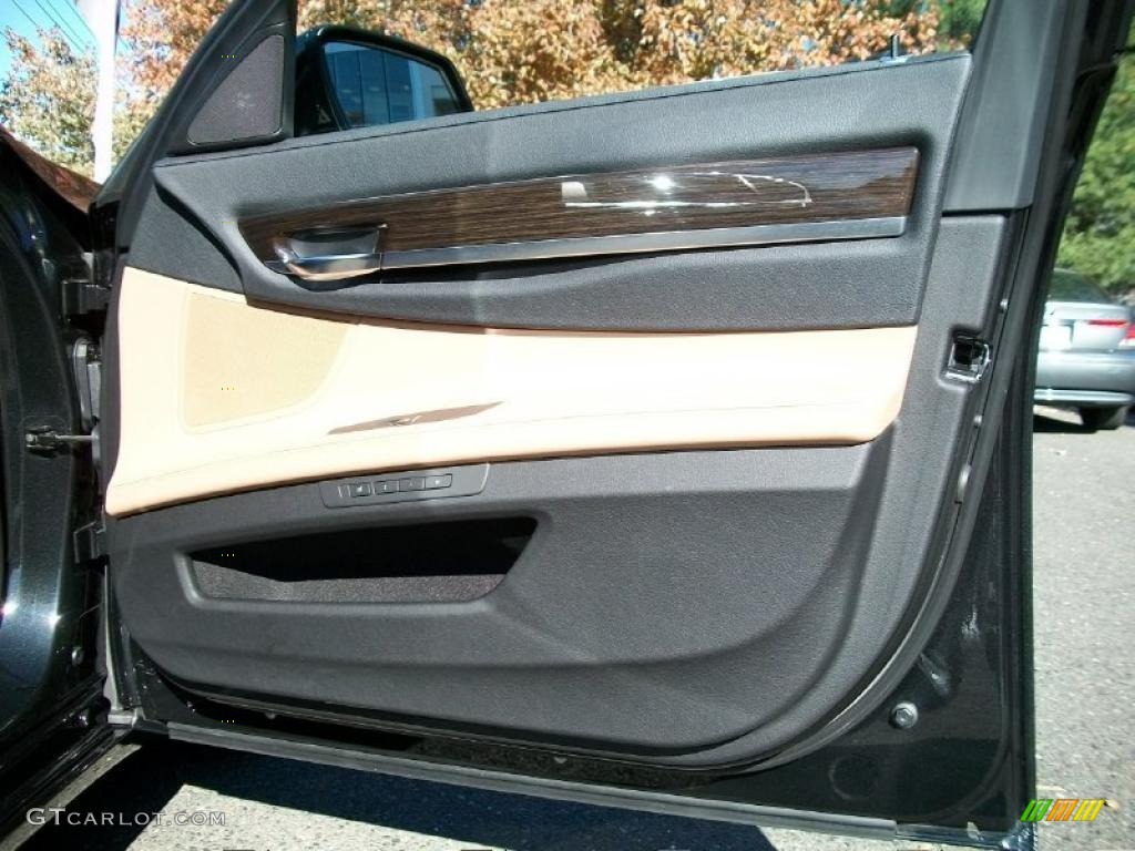 2011 BMW 7 Series 750Li Sedan Saddle/Black Nappa Leather Door Panel Photo #39232879