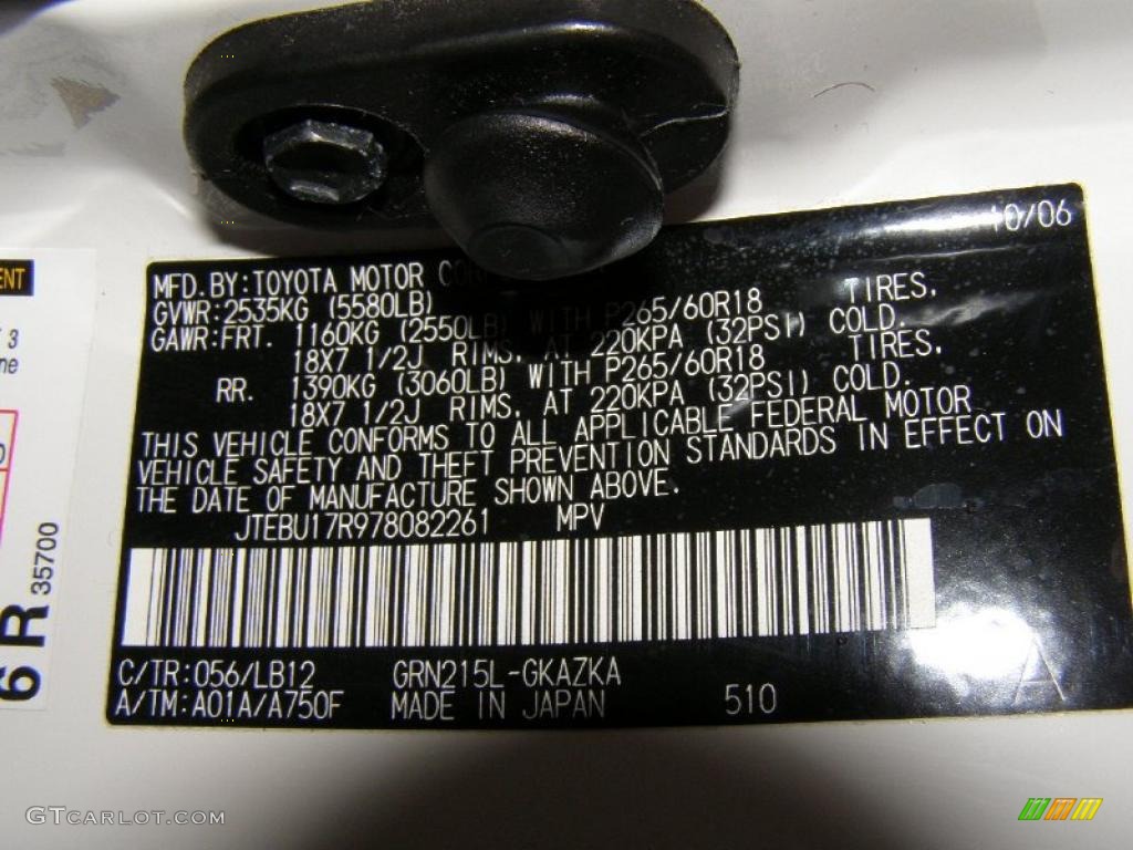 2007 4Runner Color Code 056 for Natural White Photo #39233107