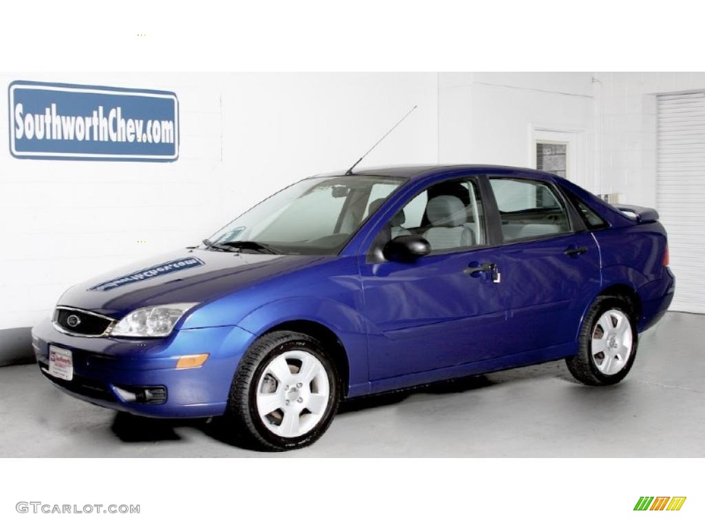 2006 Focus ZX4 SES Sedan - Sonic Blue Metallic / Dark Flint/Light Flint photo #1