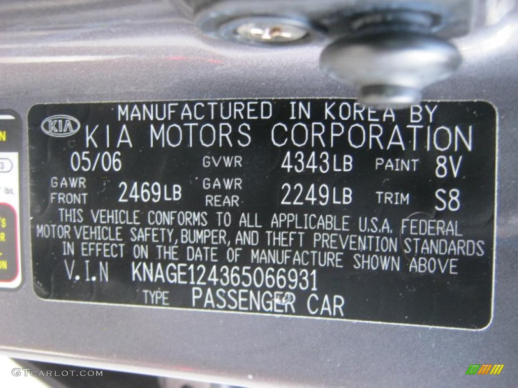 2006 Optima Color Code 8V for Midnight Gray Photo #39236305