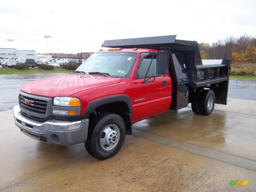 2003 Sierra 3500 Regular Cab 4x4 Chassis Dump Truck - Fire Red / Dark Pewter photo #3