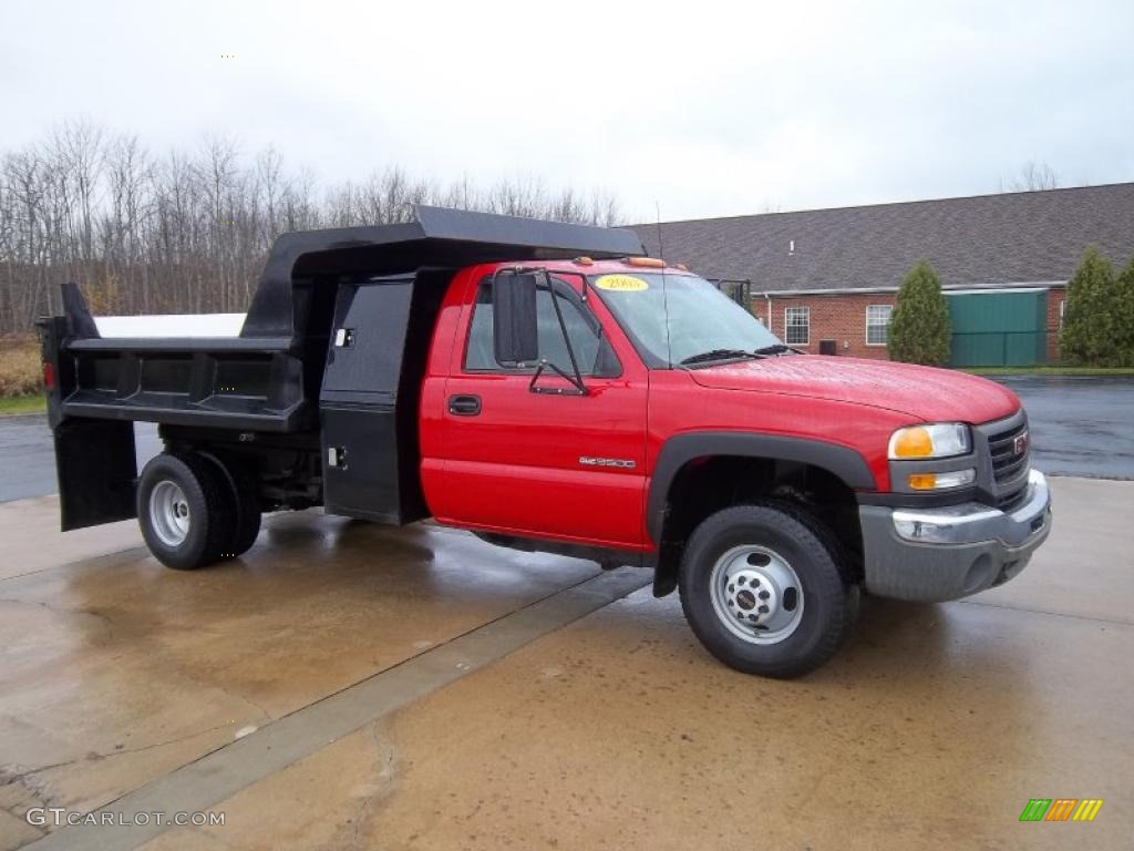 2003 Sierra 3500 Regular Cab 4x4 Chassis Dump Truck - Fire Red / Dark Pewter photo #6