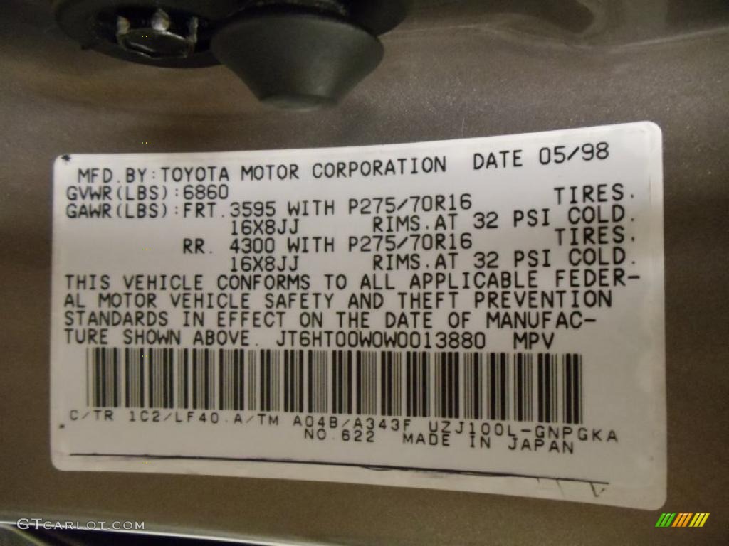 1998 LX Color Code 1C2 for Cashmere Beige Metallic Photo #39242234