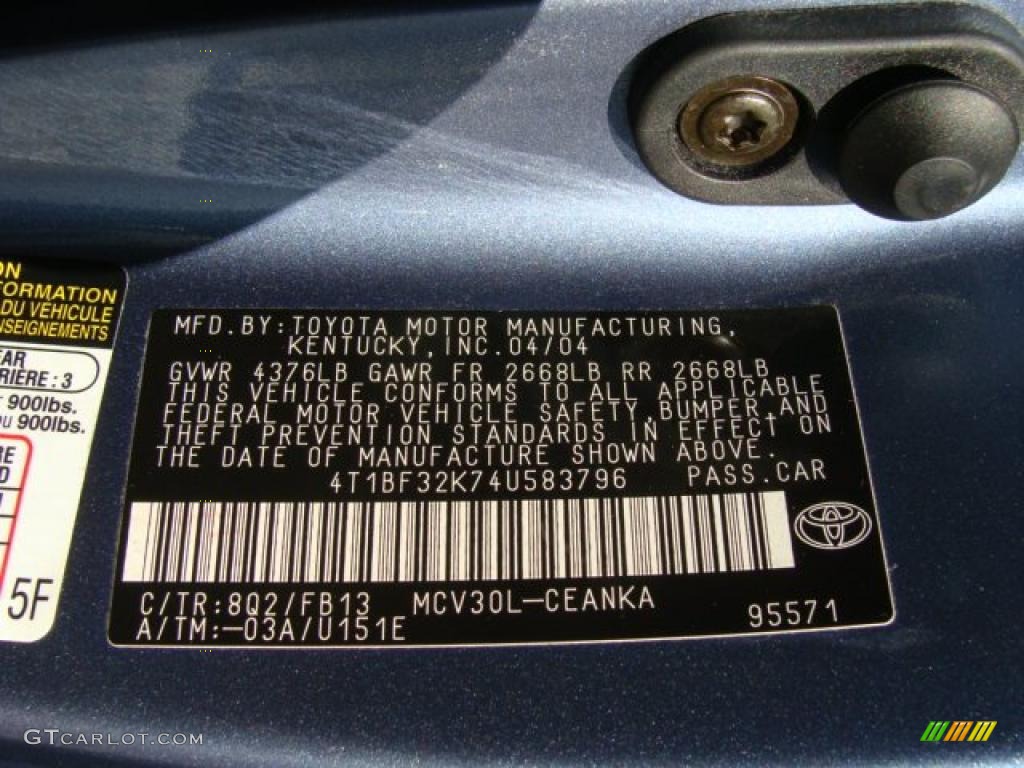 2004 Camry Color Code 8Q2 for Catalina Blue Metallic Photo #39242814