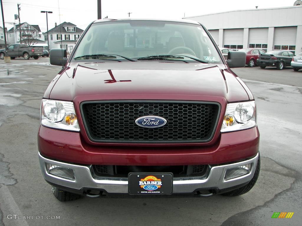 2005 F150 XLT SuperCrew 4x4 - Dark Toreador Red Metallic / Tan photo #2