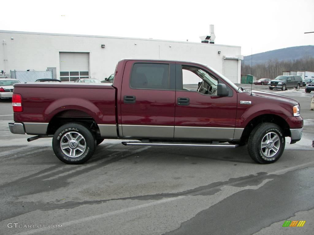 2005 F150 XLT SuperCrew 4x4 - Dark Toreador Red Metallic / Tan photo #4