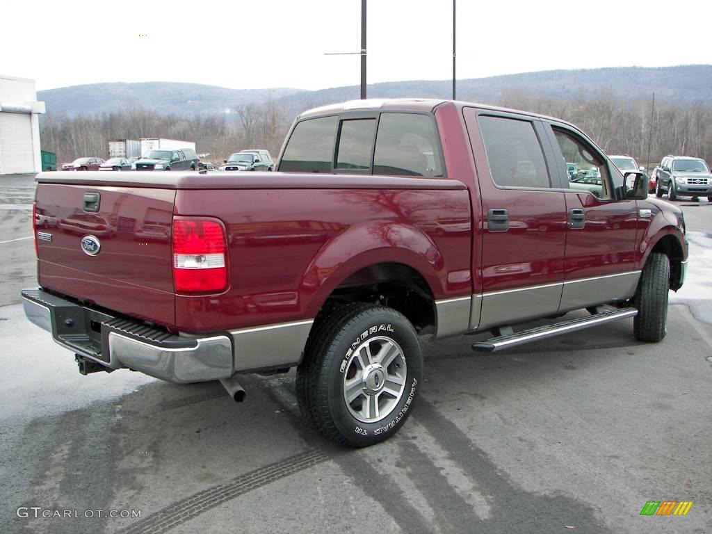 2005 F150 XLT SuperCrew 4x4 - Dark Toreador Red Metallic / Tan photo #5