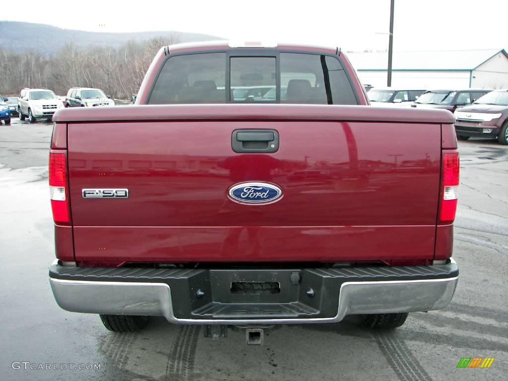 2005 F150 XLT SuperCrew 4x4 - Dark Toreador Red Metallic / Tan photo #6
