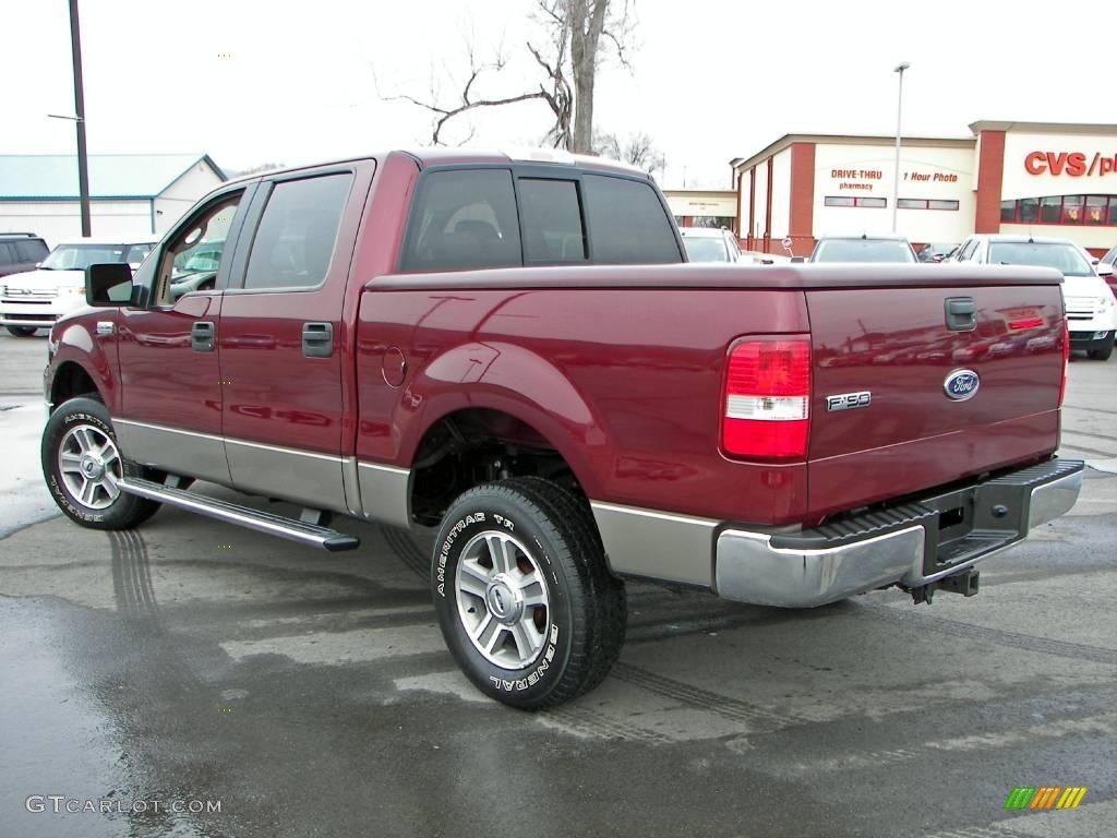 2005 F150 XLT SuperCrew 4x4 - Dark Toreador Red Metallic / Tan photo #7