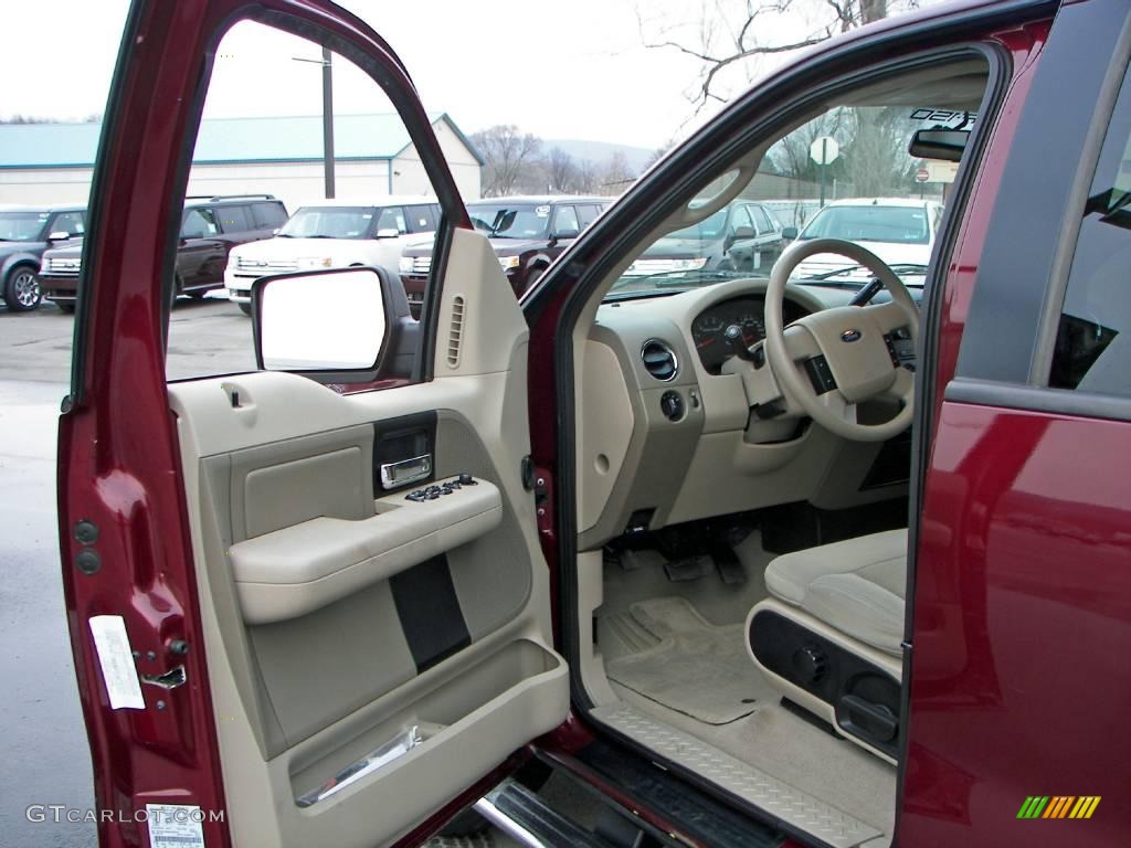 2005 F150 XLT SuperCrew 4x4 - Dark Toreador Red Metallic / Tan photo #11
