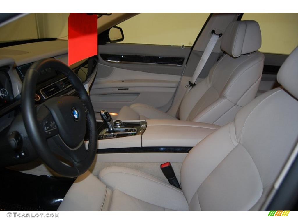 Oyster Nappa Leather Interior 2009 BMW 7 Series 750i Sedan Photo #39248295