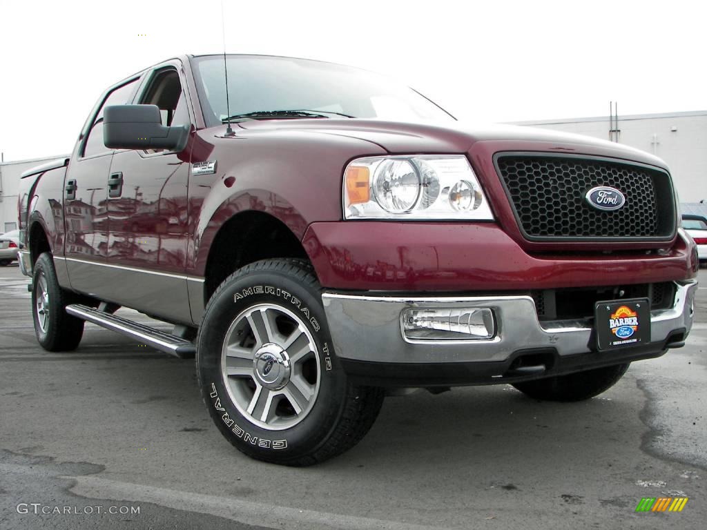 2005 F150 XLT SuperCrew 4x4 - Dark Toreador Red Metallic / Tan photo #26