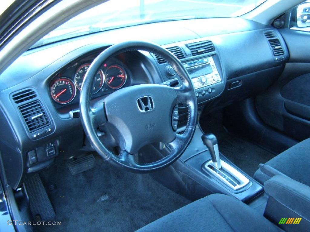 Black Interior 2005 Honda Civic LX Coupe Photo #39251204