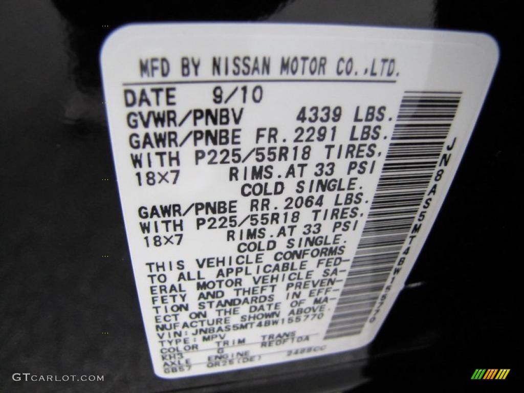 2011 Rogue Color Code KH3 for Wicked Black Photo #39251356