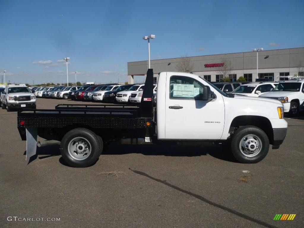 2011 Sierra 3500HD Work Truck Regular Cab 4x4 Flat Bed - Summit White / Dark Titanium photo #3