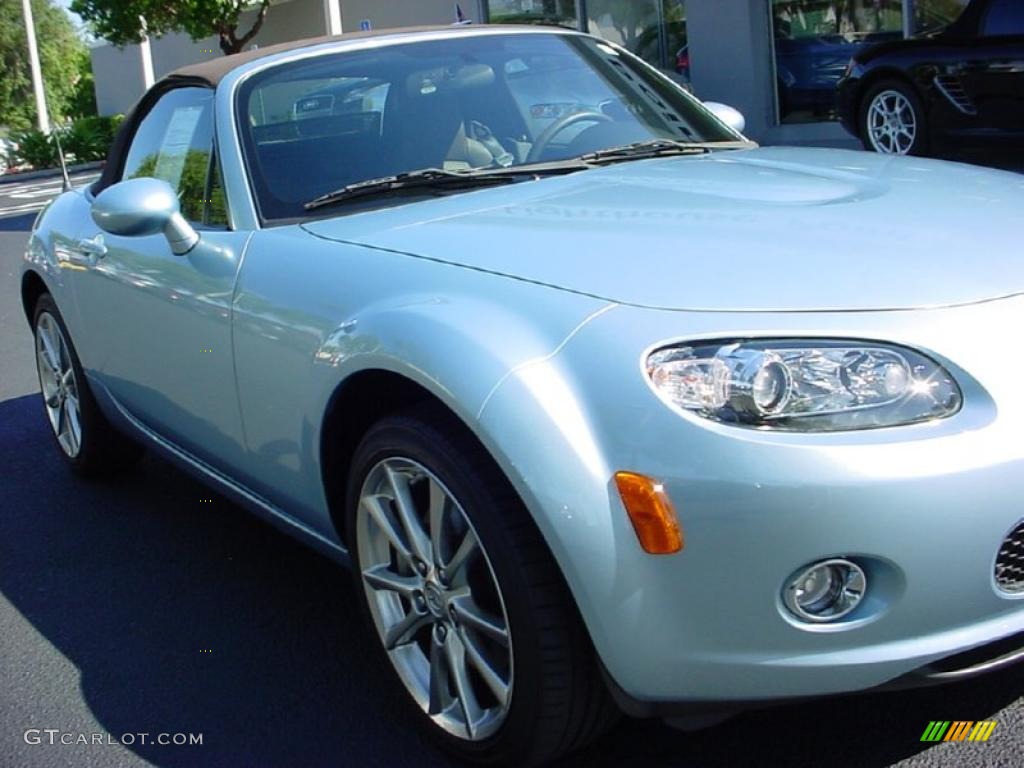 2008 MX-5 Miata Grand Touring Roadster - Icy Blue Metallic / Saddle Brown photo #2