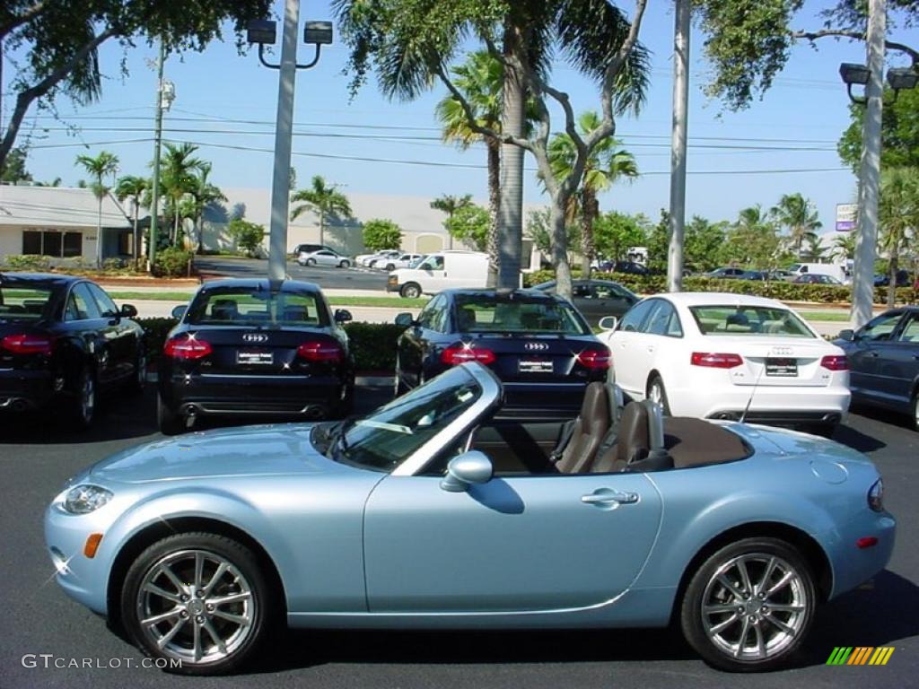 2008 MX-5 Miata Grand Touring Roadster - Icy Blue Metallic / Saddle Brown photo #8