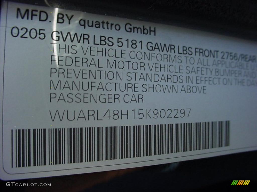 2005 Audi S4 4.2 quattro Cabriolet Info Tag Photo #39254170