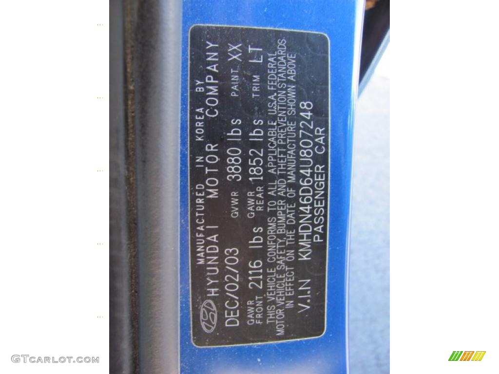 2004 Elantra GLS Sedan - Tidal Wave Blue / Gray photo #9