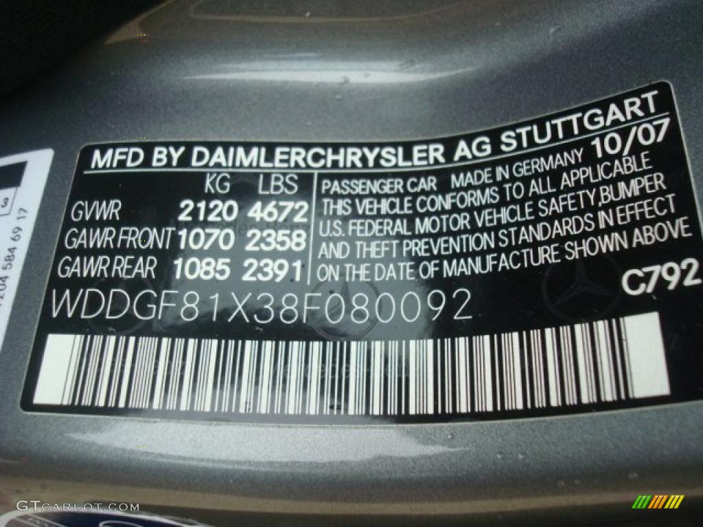 2008 Mercedes-Benz C 300 4Matic Sport Info Tag Photos