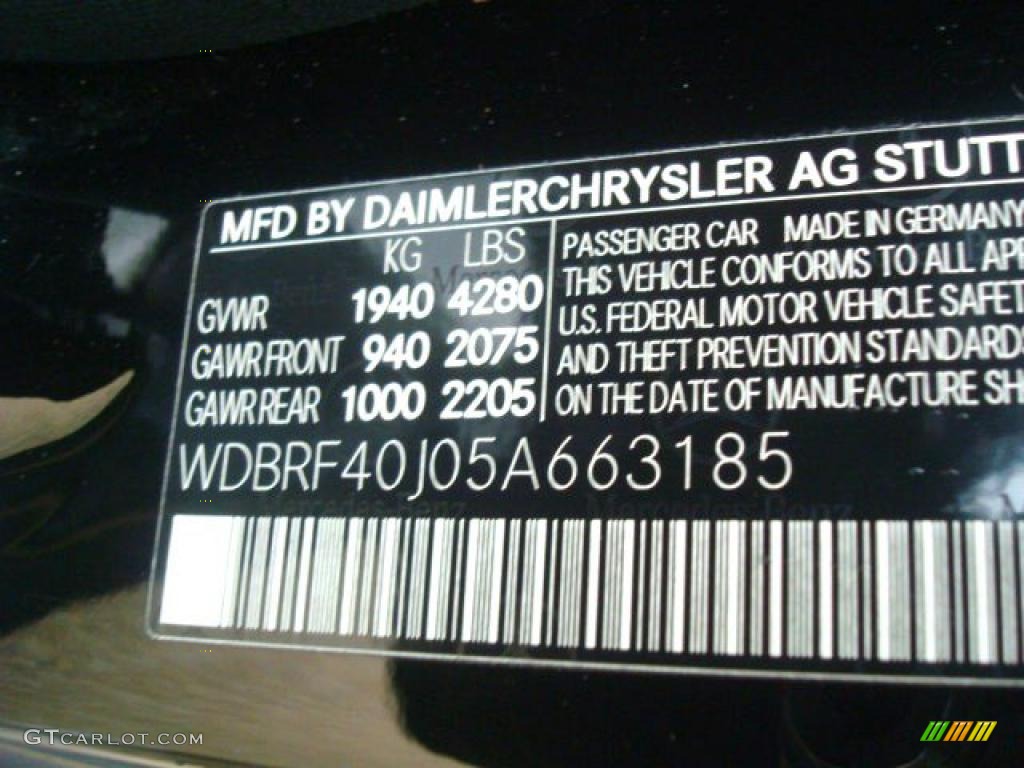 2005 Mercedes-Benz C 230 Kompressor Sedan Info Tag Photo #39269523