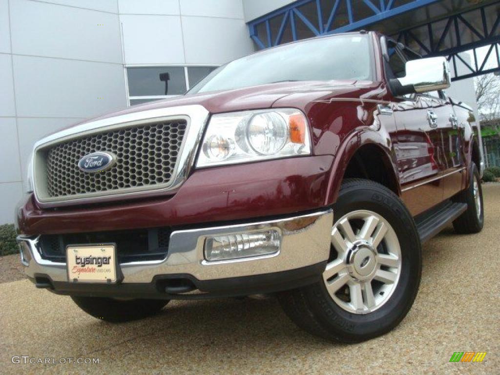 2004 F150 Lariat SuperCrew 4x4 - Dark Toreador Red Metallic / Black photo #1