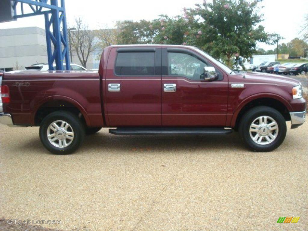 2004 F150 Lariat SuperCrew 4x4 - Dark Toreador Red Metallic / Black photo #6