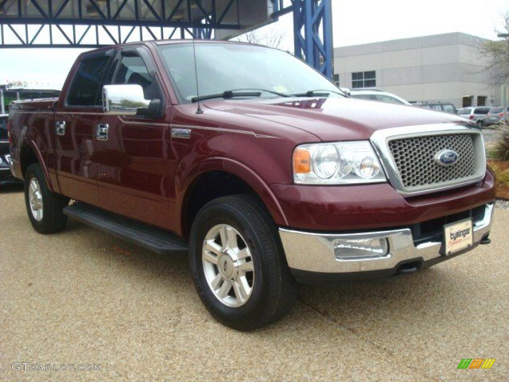 2004 F150 Lariat SuperCrew 4x4 - Dark Toreador Red Metallic / Black photo #7