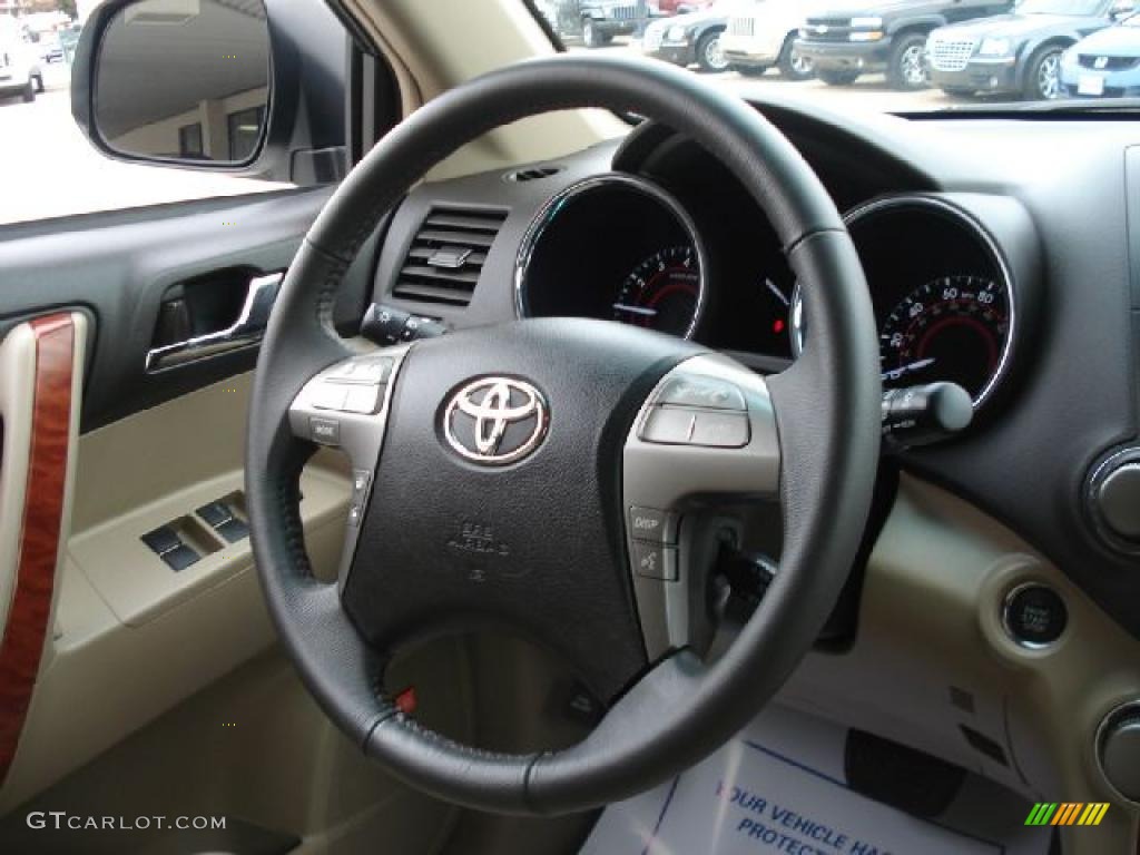 2008 Toyota Highlander Limited Sand Beige Steering Wheel Photo #39271407