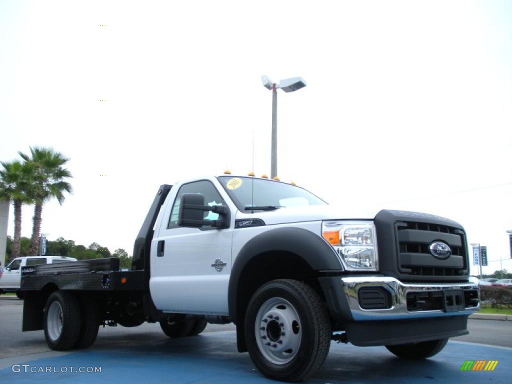 2011 F450 Super Duty XL Regular Cab Chassis Flat Bed - Oxford White / Steel photo #7