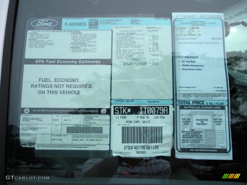 2011 Ford F450 Super Duty XL Regular Cab Chassis Flat Bed Window Sticker Photo #39275303